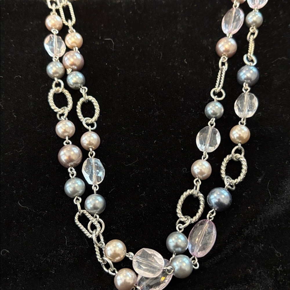 Extra long faux Tahitian black pearl necklace